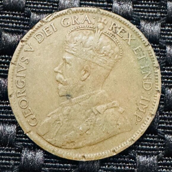 1919 Canada 1 Cent - George V with "DEI GRA" Large Cent KM# 21 - Picture 7 of 8